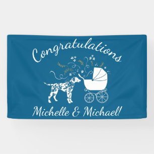Dalmatian Dog Baby Shower Puppy Blue Boy Banner