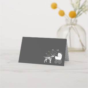 Dalmatian Dog Baby Shower Puppy Grey Place Card