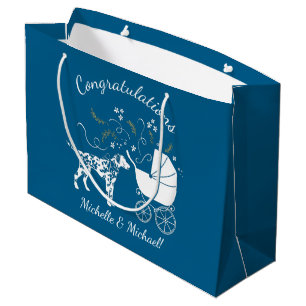 Dalmatian Dog Baby Shower Puppy Pink Girl Large Gift Bag