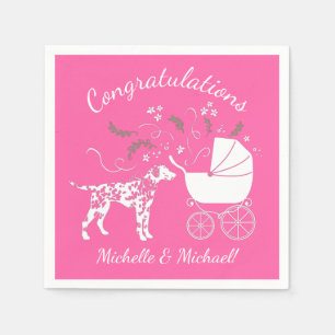 Dalmatian Dog Baby Shower Puppy Pink Girl Napkin