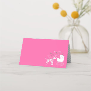 Dalmatian Dog Baby Shower Puppy Pink Girl Place Card