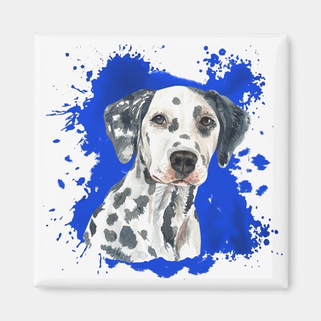 Dalmatian Dog Blue Abstract Magnet (Front)