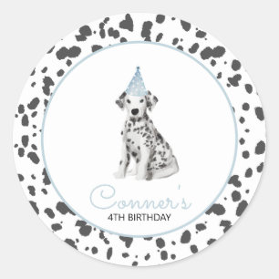 Dalmatian dog blue party favour classic round sticker
