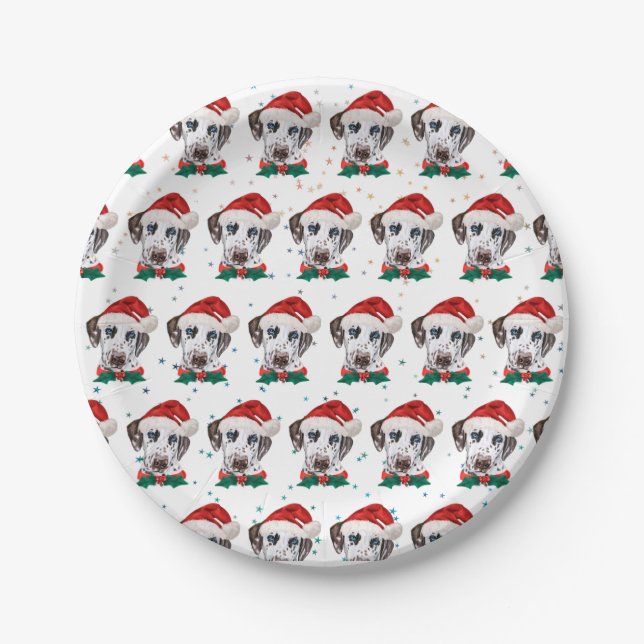 Dalmatian Dog Breed Christmas Paper Plate (Front)