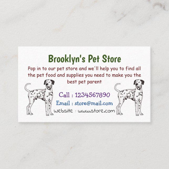 Dalmatian dog cartoon  business card (Front)