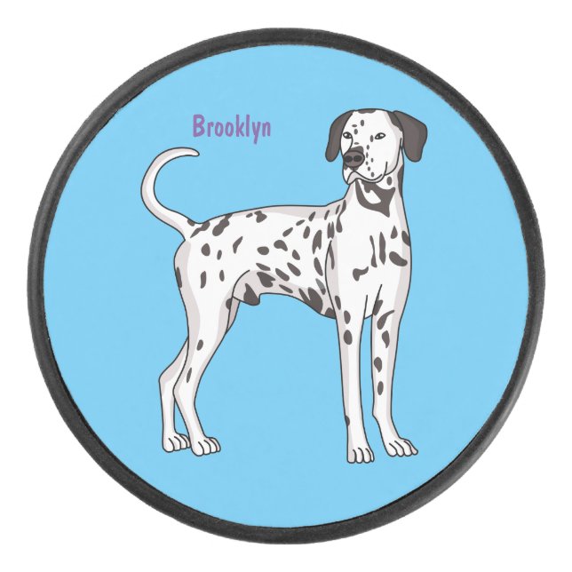 Dalmatian dog cartoon hockey puck (Front)