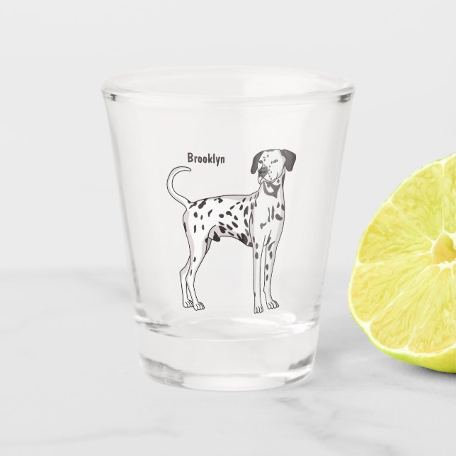 Dalmatian dog cartoon shot glass (Front)