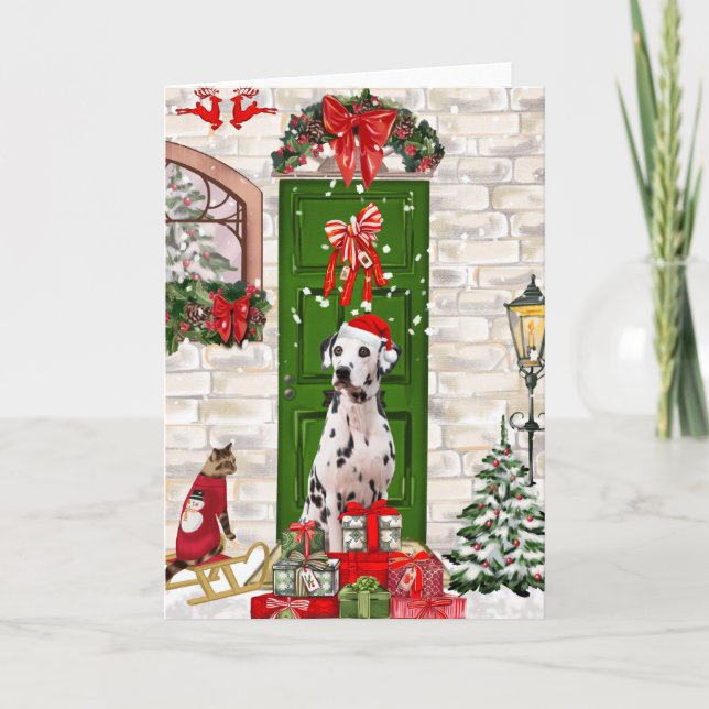 Dalmatian Dog Christmas  Card (Front)