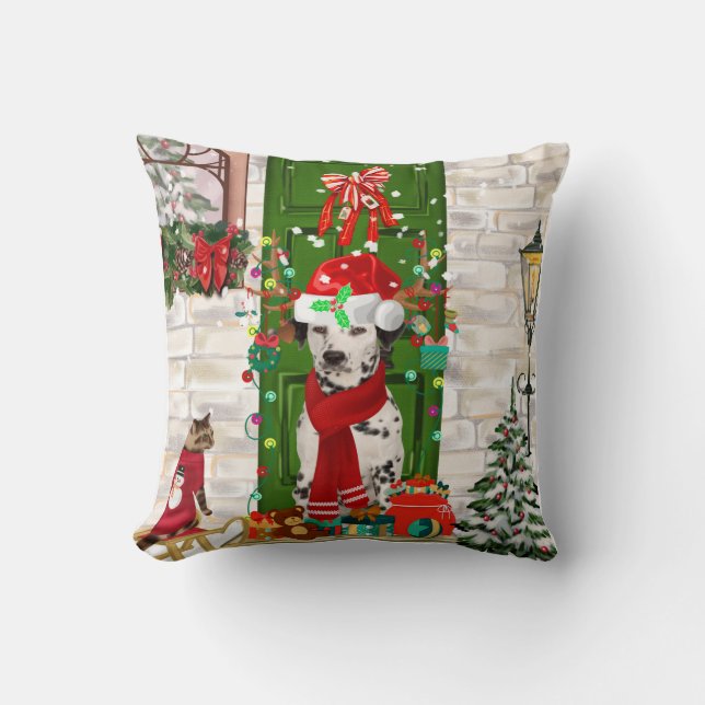 Dalmatian Dog Christmas  Cushion (Front)