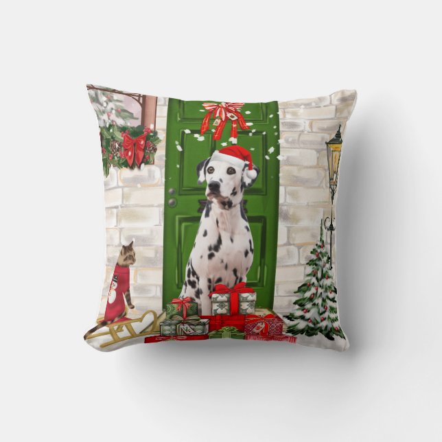 Dalmatian Dog Christmas  Cushion (Front)