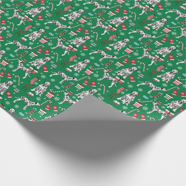 Dalmatian Dog Christmas dog Wrapping Paper (Corner)