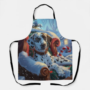 Dalmatian Dog Christmas Festive Apron