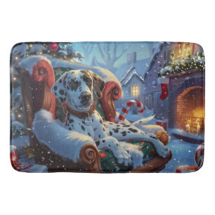 Dalmatian Dog Christmas Festive Bath Mat