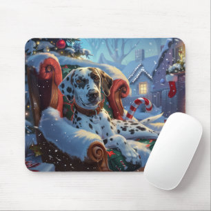 Dalmatian Dog Christmas Festive Mouse Mat