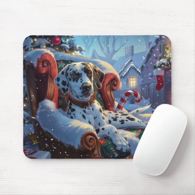Dalmatian Dog Christmas Festive Mouse Mat (With Mouse)