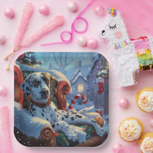 Dalmatian Dog Christmas Festive Paper Plate