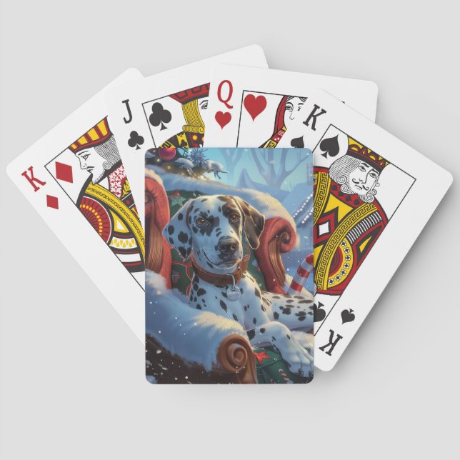 Dalmatian Dog Christmas Festive Playing Cards (Back)
