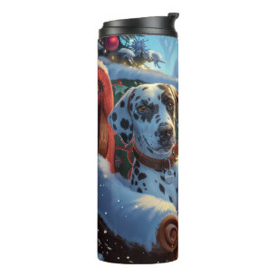 Dalmatian Dog Christmas Festive Thermal Tumbler