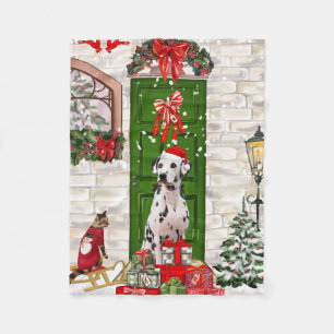Dalmatian Dog Christmas Fleece Blanket