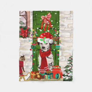 Dalmatian Dog Christmas Fleece Blanket