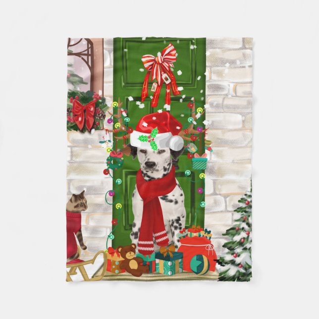 Dalmatian Dog Christmas   Fleece Blanket (Front)