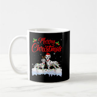 Dalmatian Dog Christmas Lights Funny Hat Santa Xma Coffee Mug