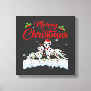 Dalmatian Dog Christmas Lights Santa Hat Xmas Dog  Canvas Print