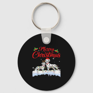 Dalmatian Dog Christmas Lights Santa Hat Xmas Dog  Key Ring