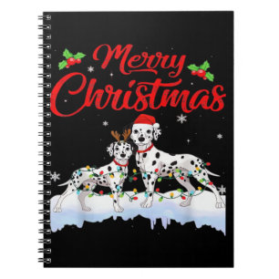 Dalmatian Dog Christmas Lights Santa Hat Xmas Dog Notebook