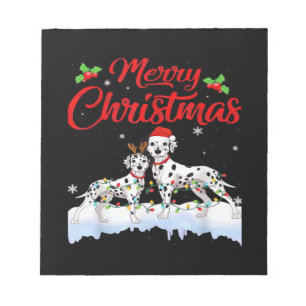 Dalmatian Dog Christmas Lights Santa Hat Xmas Dog Notepad