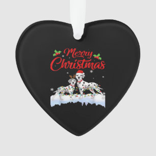Dalmatian Dog Christmas Lights Santa Hat Xmas Dog  Ornament