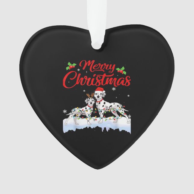 Dalmatian Dog Christmas Lights Santa Hat Xmas Dog  Ornament (Front)
