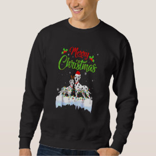 Dalmatian Dog Christmas Lights Santa Hat Xmas Dog Sweatshirt