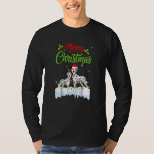 Dalmatian Dog Christmas Lights Santa Hat Xmas Dog T-Shirt