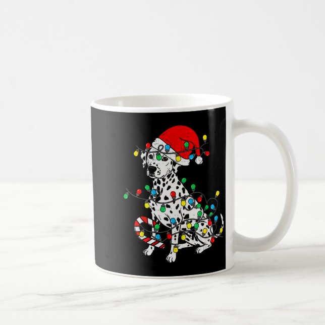 Dalmatian Dog Christmas Lights Santa Xmas Pet Dog  Coffee Mug (Right)