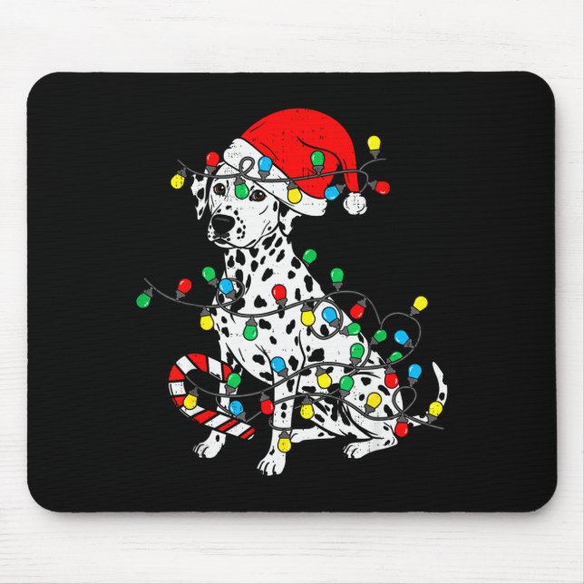 Dalmatian Dog Christmas Lights Santa Xmas Pet Dog  Mouse Mat (Front)