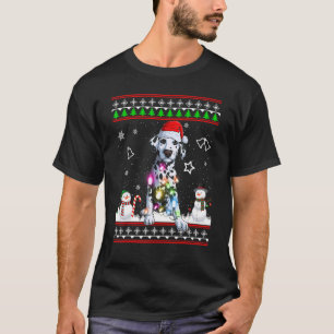 Dalmatian Dog Christmas Lights Ugly Christmas Swea T-Shirt