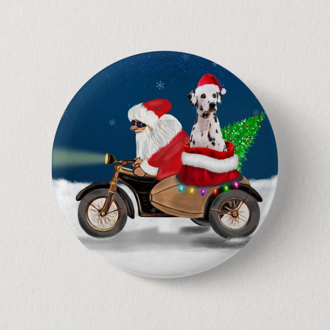 Dalmatian Dog Christmas Santa Claus  6 Cm Round Badge (Front)