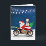 Dalmatian Dog Christmas Santa Claus   Card<br><div class="desc">A Santa claus riding bike delivering Christmas tree and Dalmatian dog as gift is a perfect Christmas gift idea for someone who love this dog breed.</div>