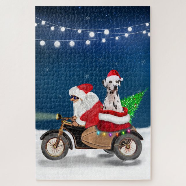 Dalmatian Dog Christmas Santa Claus   Jigsaw Puzzle (Vertical)
