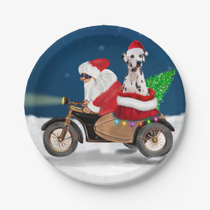 Dalmatian Dog Christmas Santa Claus Paper Plate