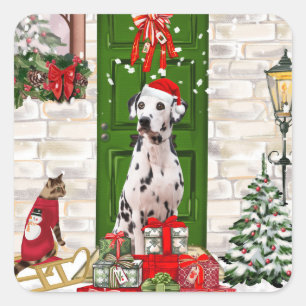 Dalmatian Dog Christmas   Square Sticker
