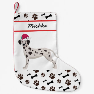 Dalmatian Dog Christmas With Custom Dog Name Small Christmas Stocking