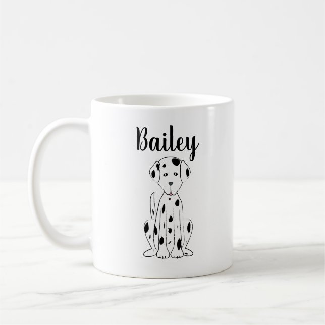 Dalmatian Dog Cute Calligraphy Pet Personalised Coffee Mug (Left)