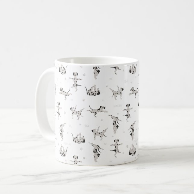 Dalmatian dog doing yoga coffee mug (Front Left)