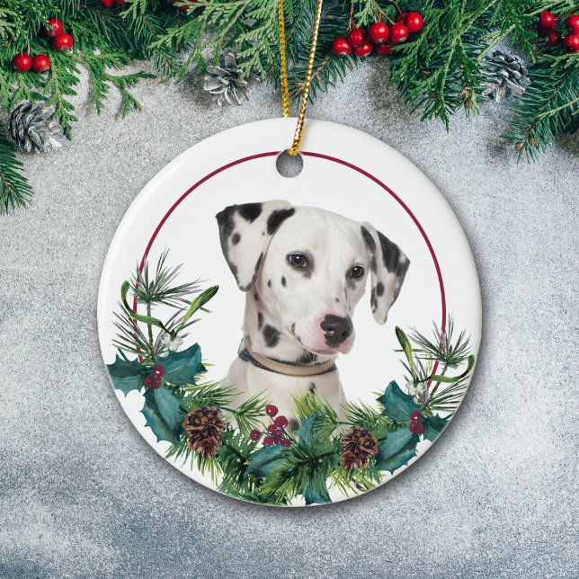 Dalmatian Dog Evergreen Berry Wreath Ceramic Tree Decoration (Creator Uploaded)