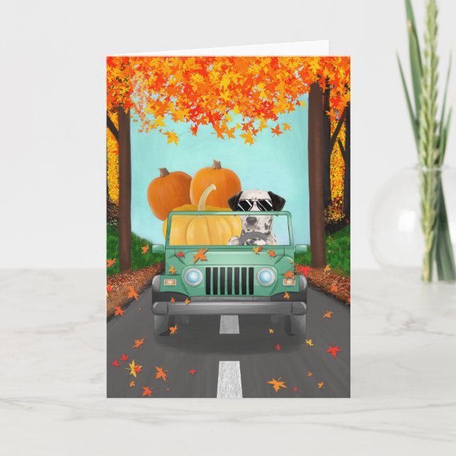Dalmatian Dog Fall Pumpkin  Card (Front)