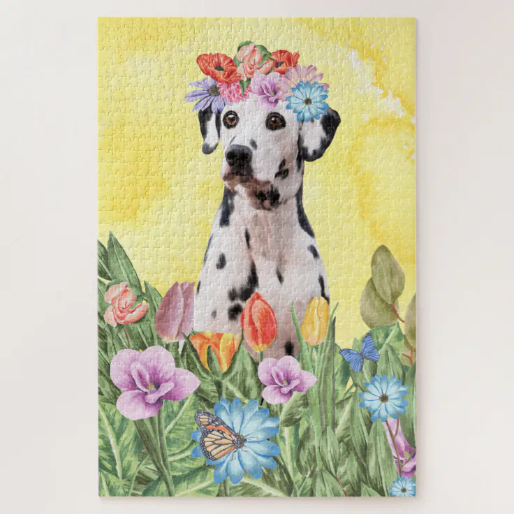 Dalmatian Dog Flowers Jigsaw Puzzle Zazzle