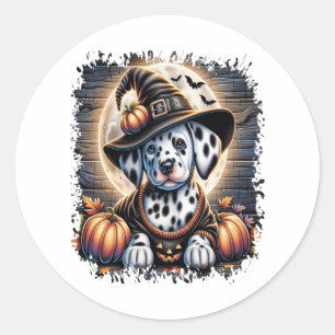 Dalmatian Dog Halloween Classic Round Sticker