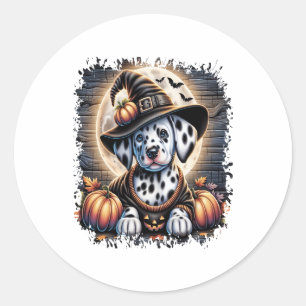 Dalmatian Dog Halloween Classic Round Sticker